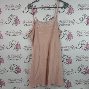Higher State dress vintage retro blush light Pink Lace Trim Top embroidered